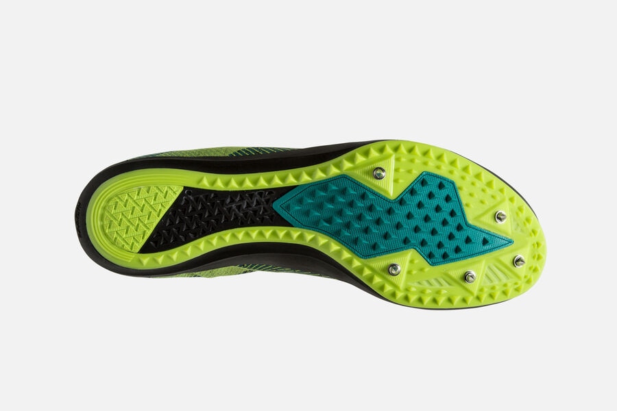 Brooks Mach 19 Spikes Shoes Mens - Black/Green - MFRPQ-1492